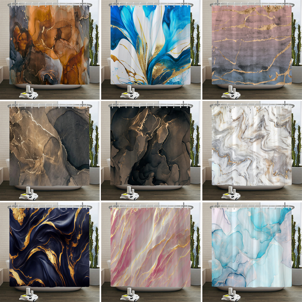 Shower Curtain Liner - unframed Gradient Marble Ink Texture Shower