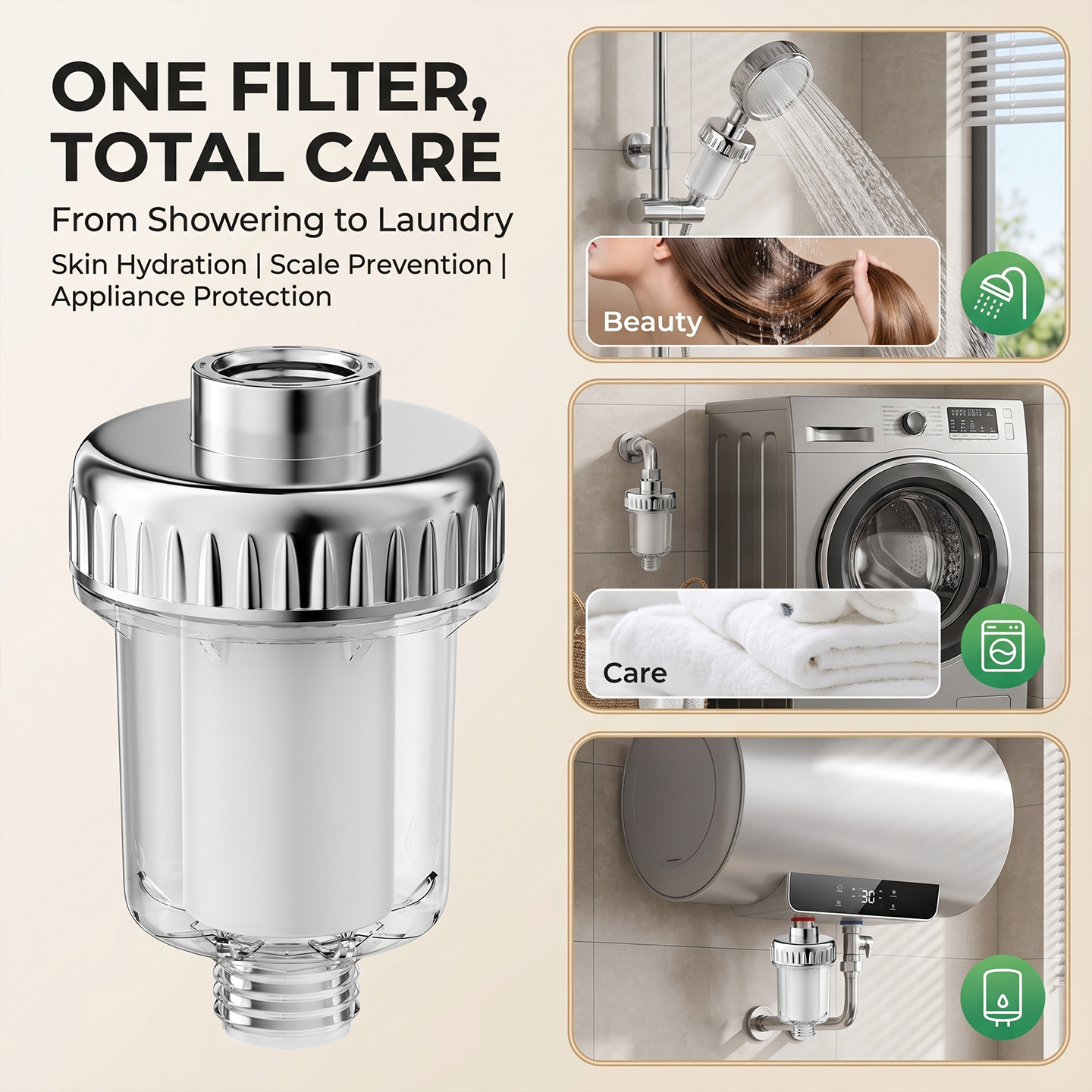 Home Bathroom Water Filter - Water Heater Pre Filter Shower Head