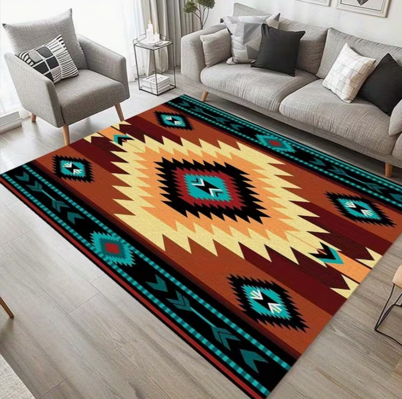Home Bathroom Cleaning Machine - Living Room Rug Indian Tribal Geometric