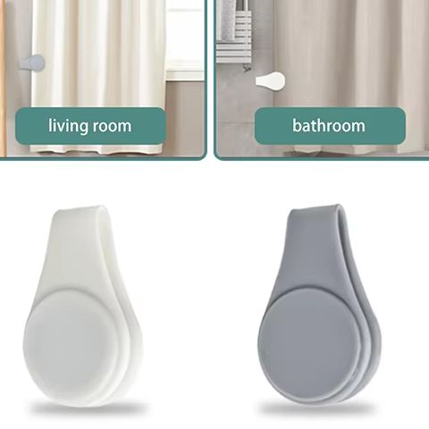 Shower Curtain Liner - Magnetic Silicone Shower Curtain Clips Self
