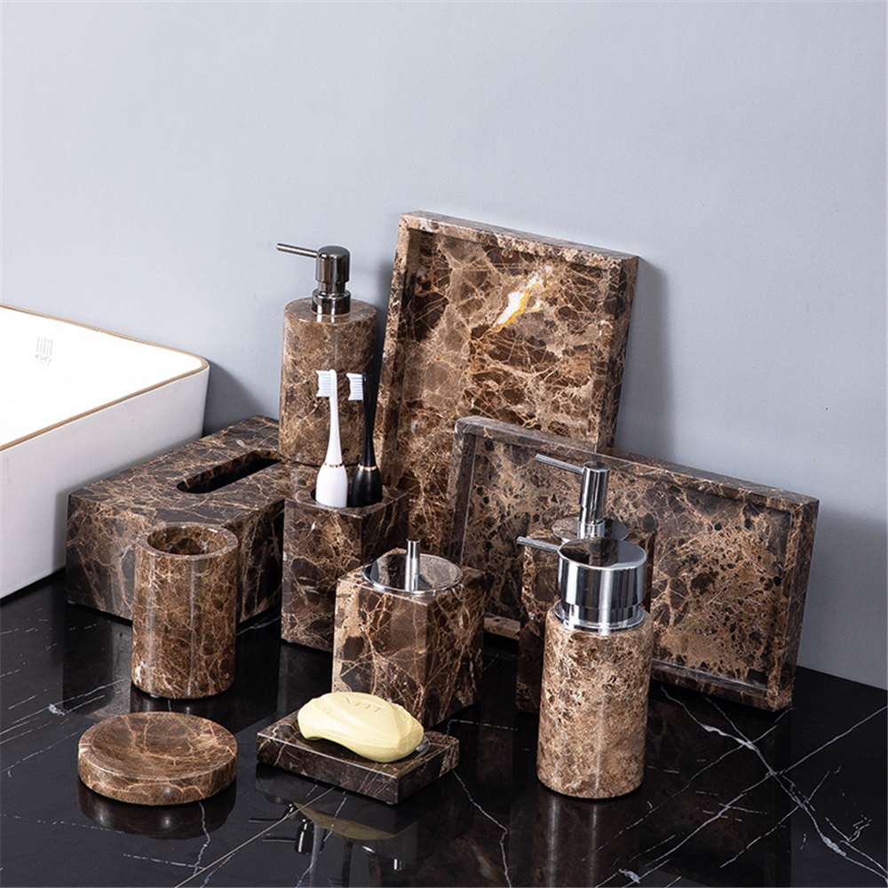 Zara Home Bathroom Set - Brown Onyx Natural Marble Bathroom Accessories