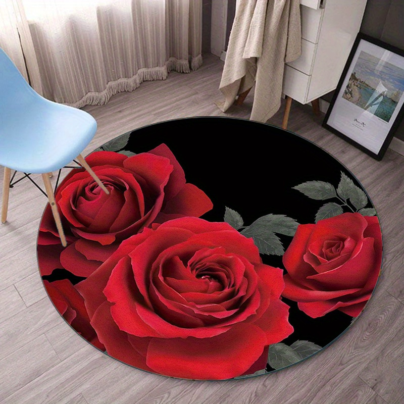 Home Made Bathroom Vanity - Red rose rug flannel round mat