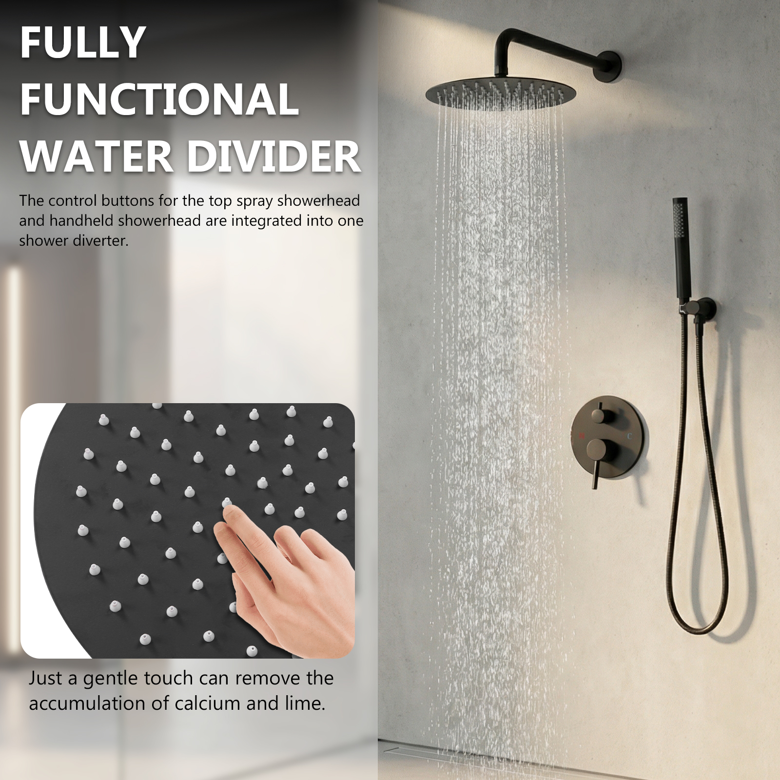 Home Bathroom Shower - Ceiling Rainfall Shower Head System with