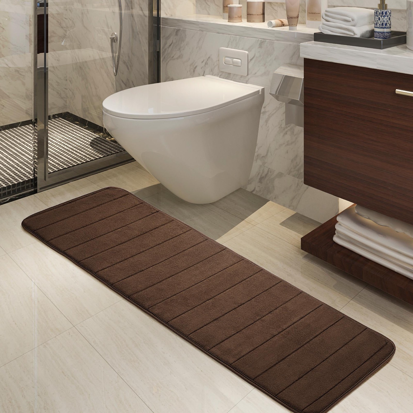 Home Bathroom Carpet - Long Oversized Bathroom Rug Memory Foam