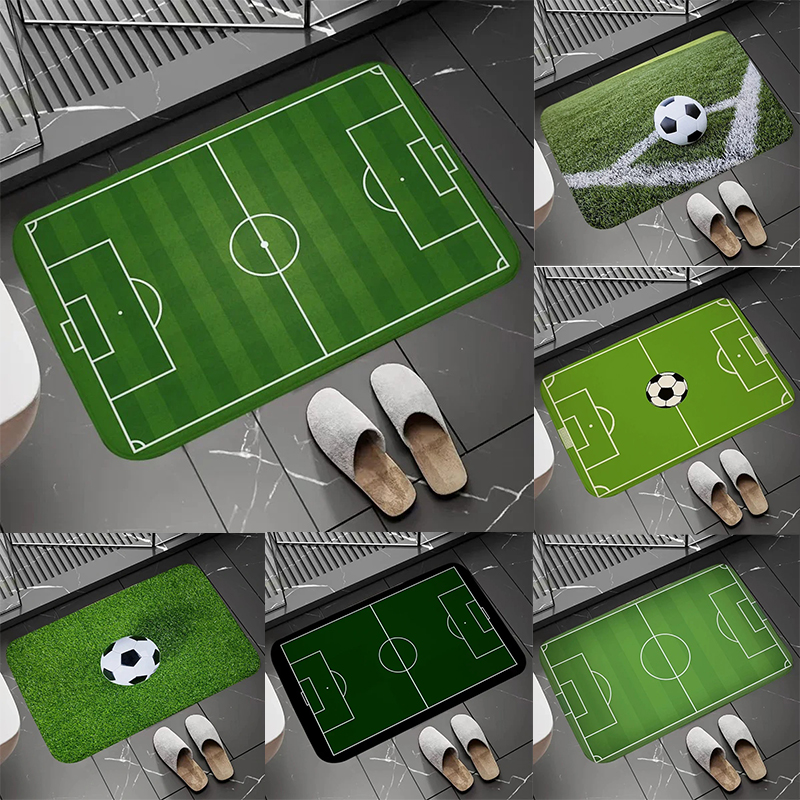 Zara Home Bathroom Rug - Soccer Field Pattern Door Mat Football