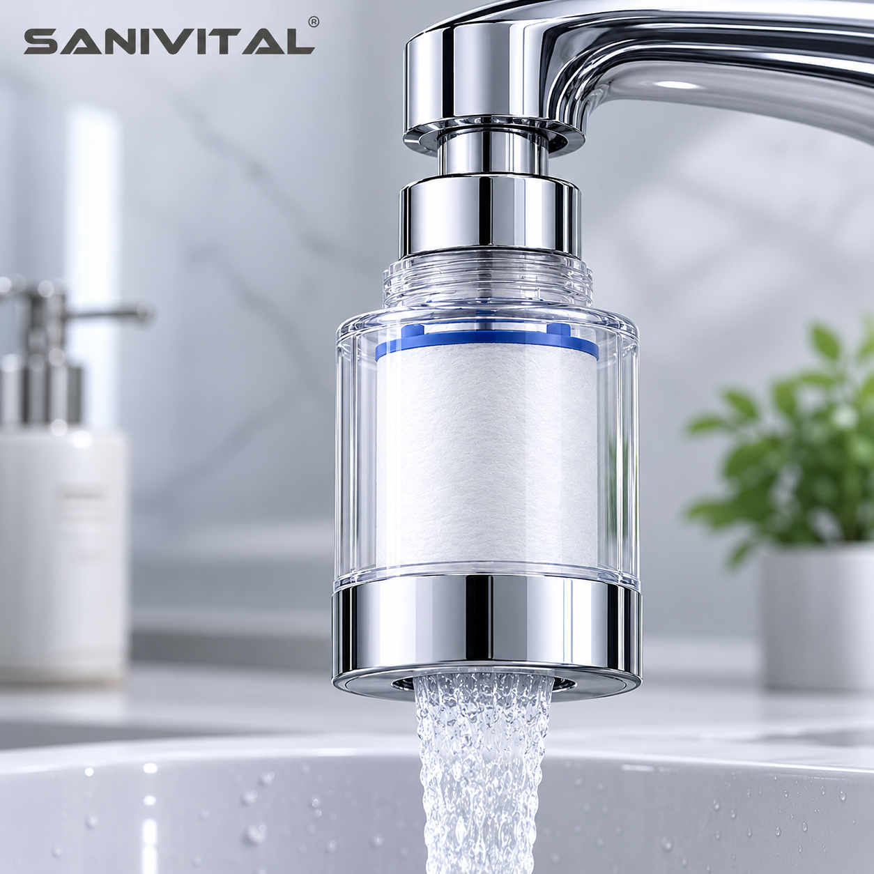 Home Bathroom Water Filter - SANIVITAL Faucet Water Filter Purifier Tap