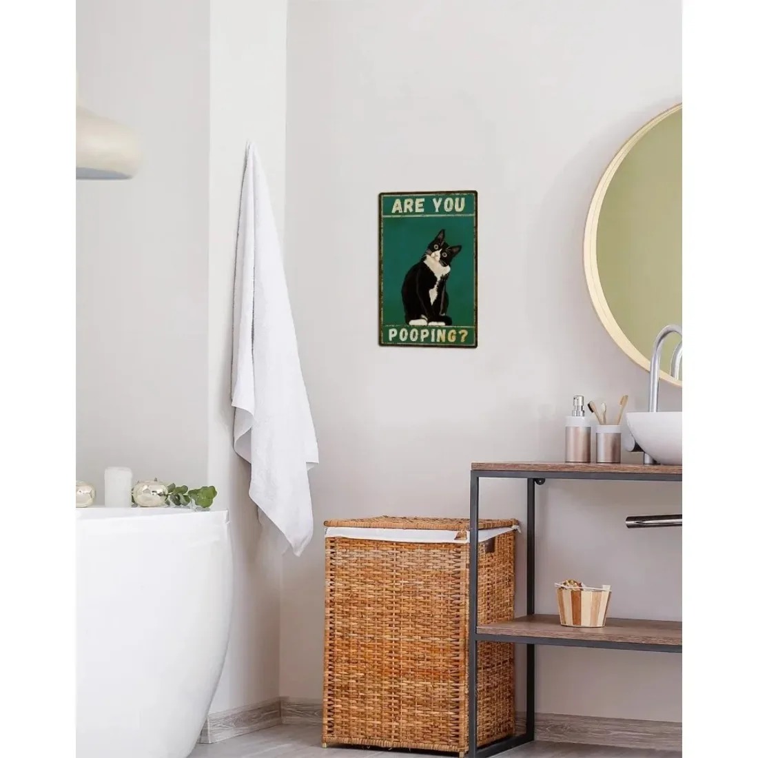 Funny Tuxedo Cat Quote Metal T - Home Bathroom Quotes review and price