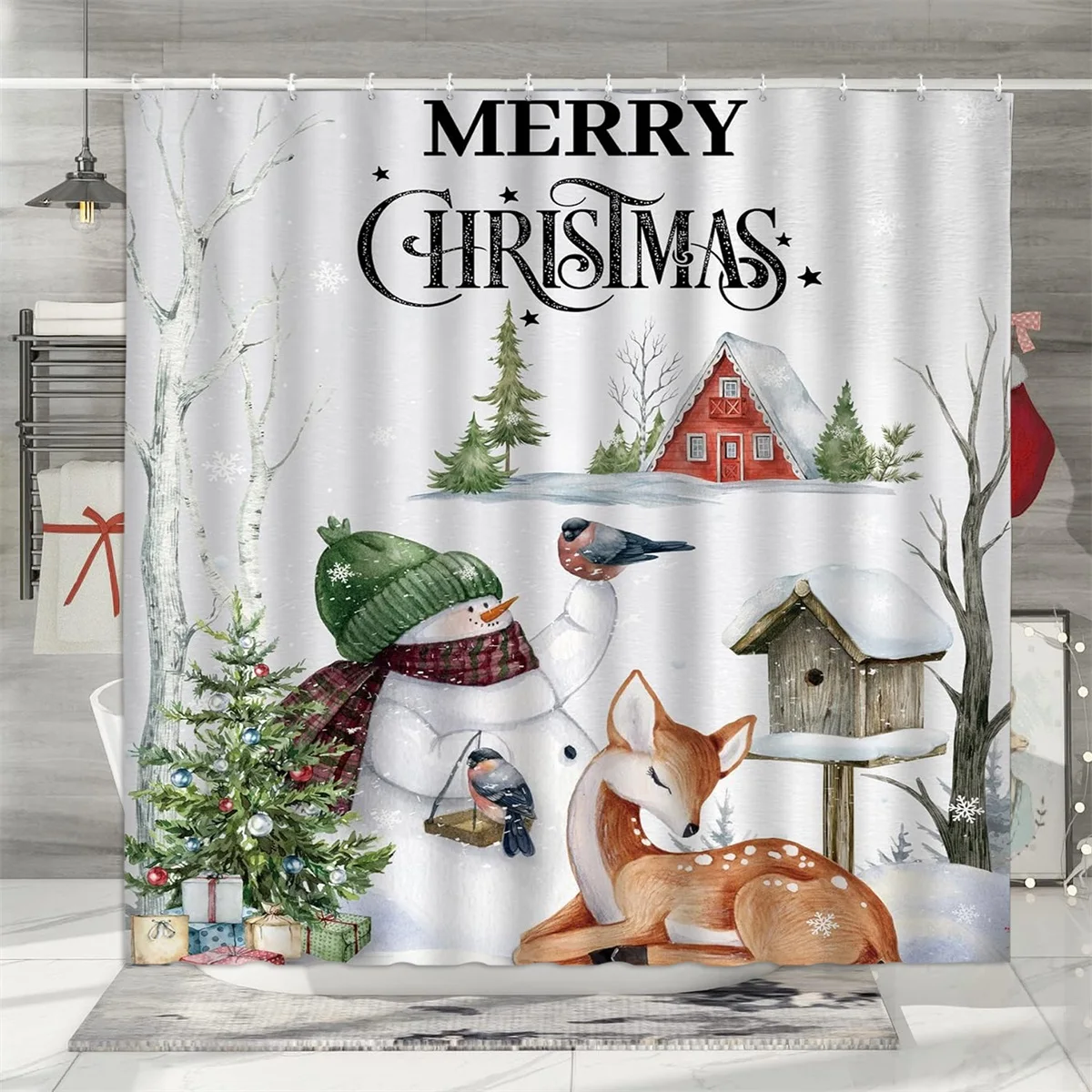 unframed Christmas Shower Curt - Shower Curtain Liner review and price