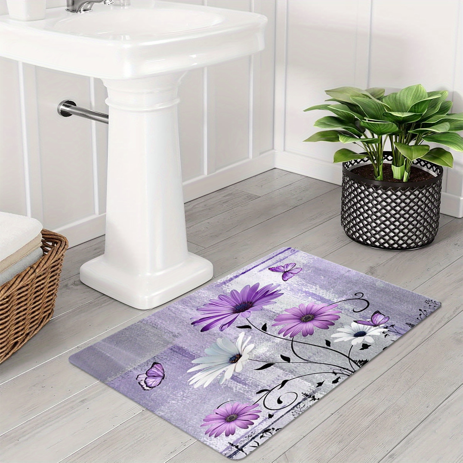 Luxury Floral Print Bath Mat a - Home Made Bathroom Vanity review and price