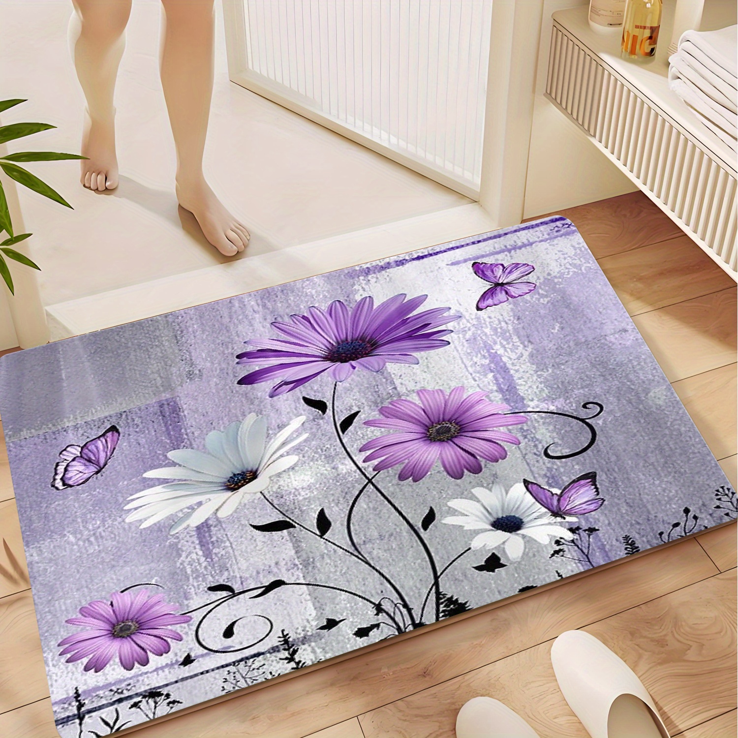 Luxury Floral Print Bath Mat a - Home Made Bathroom Vanity review and price
