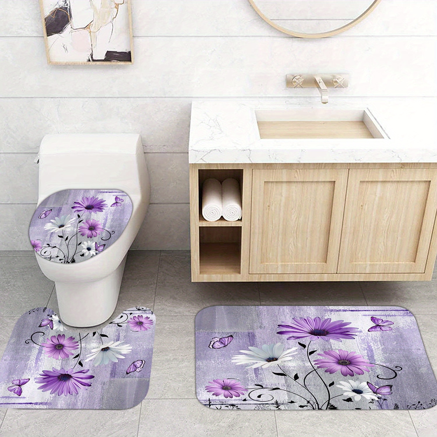 Luxury Floral Print Bath Mat a - Home Made Bathroom Vanity review and price
