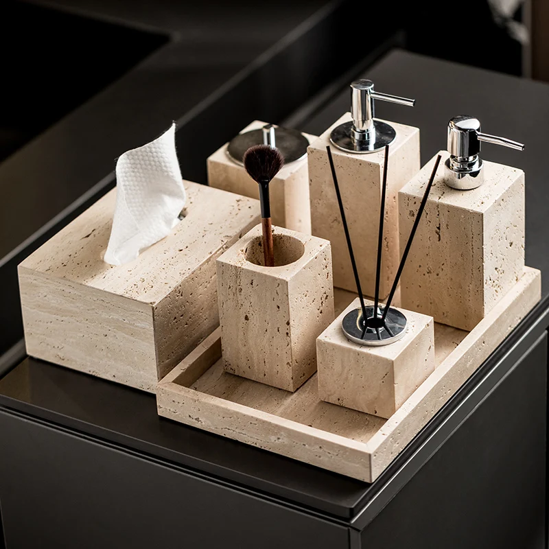 Beige Travertine Bathroom Set  - Zara Home Bathroom Set review and price