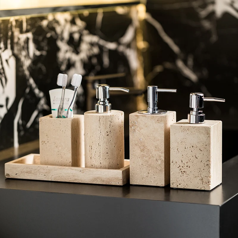 Beige Travertine Bathroom Set  - Zara Home Bathroom Set review and price