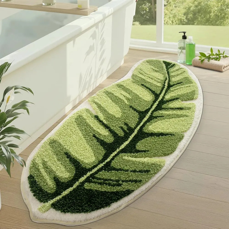 VIKAMA Tropical Green Leaf Bat - Zara Home Bathroom Rug review and price