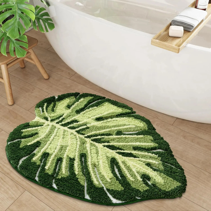 VIKAMA Tropical Green Leaf Bat - Zara Home Bathroom Rug review and price