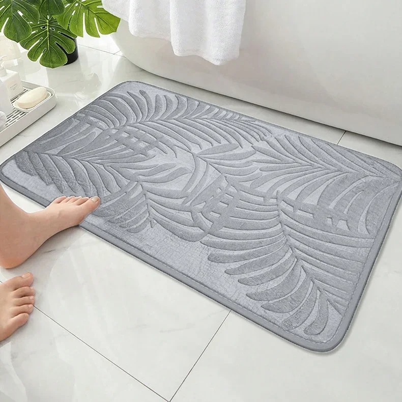 Embossed Palm Leaf Plant Print - Zara Home Bathroom Rug review and price