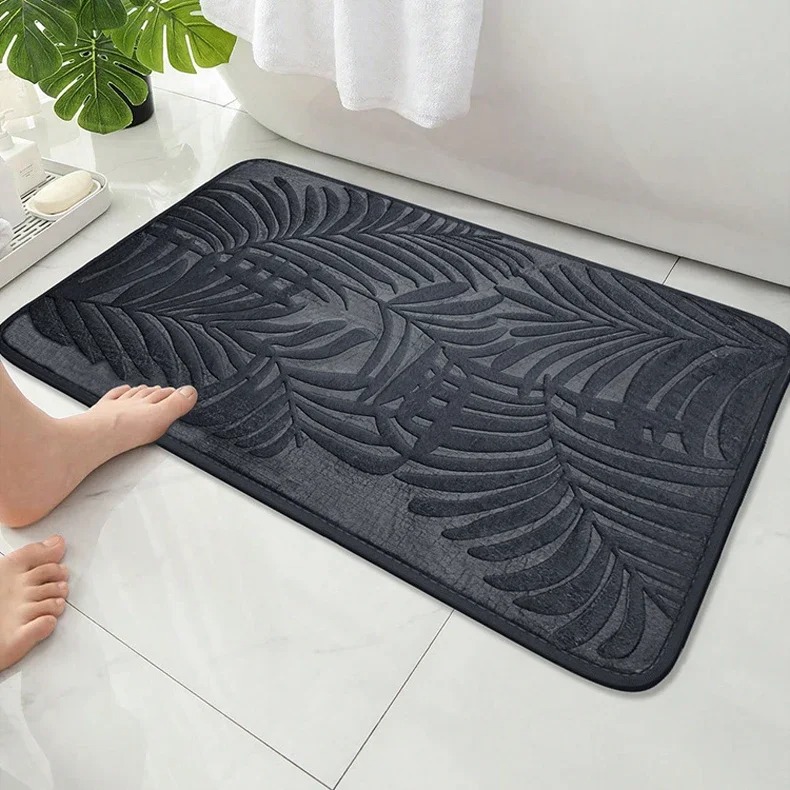 Embossed Palm Leaf Plant Print - Zara Home Bathroom Rug review and price