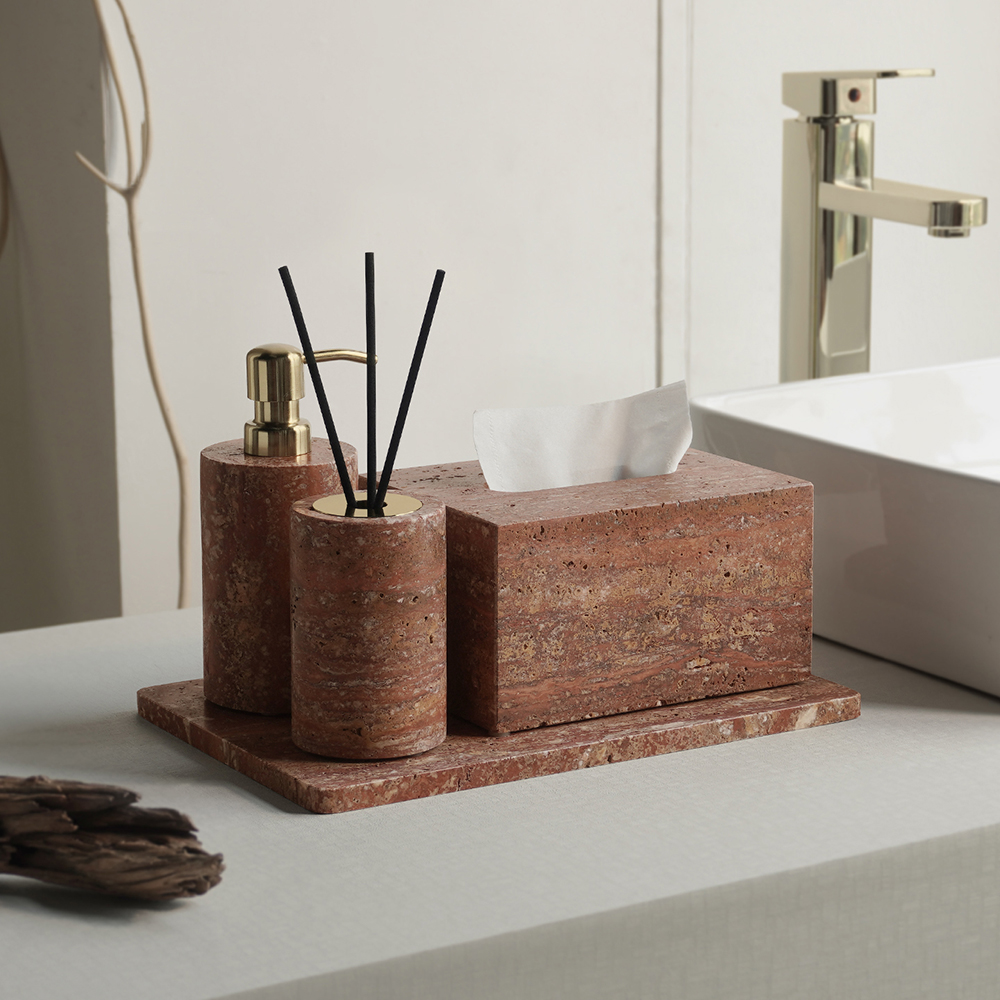 Red Travertine Bathroom Set Vi - Zara Home Bathroom Set review and price