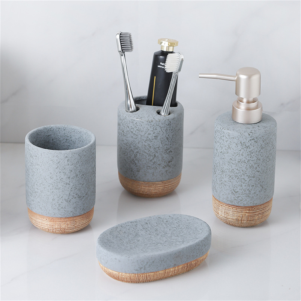 4PCS Brown Base Ceramic Bathro - Zara Home Bathroom Set review and price