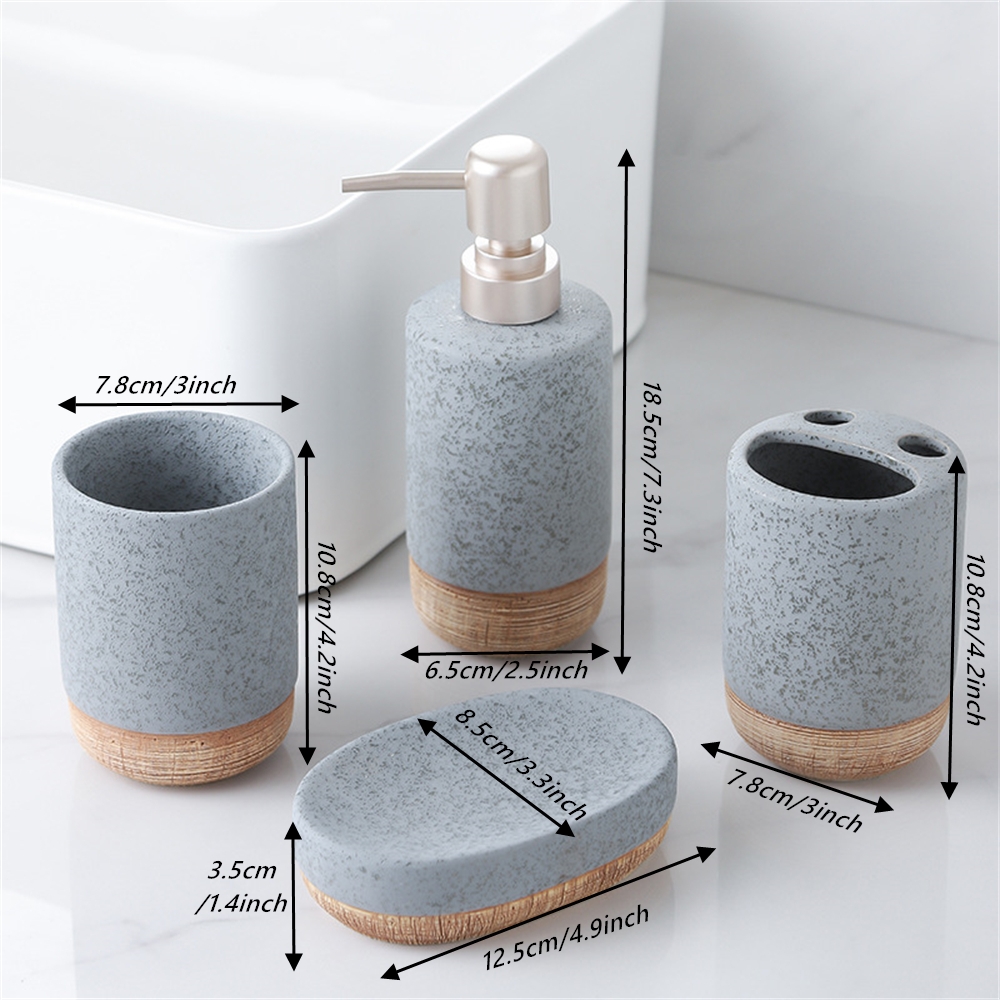 4PCS Brown Base Ceramic Bathro - Zara Home Bathroom Set review and price