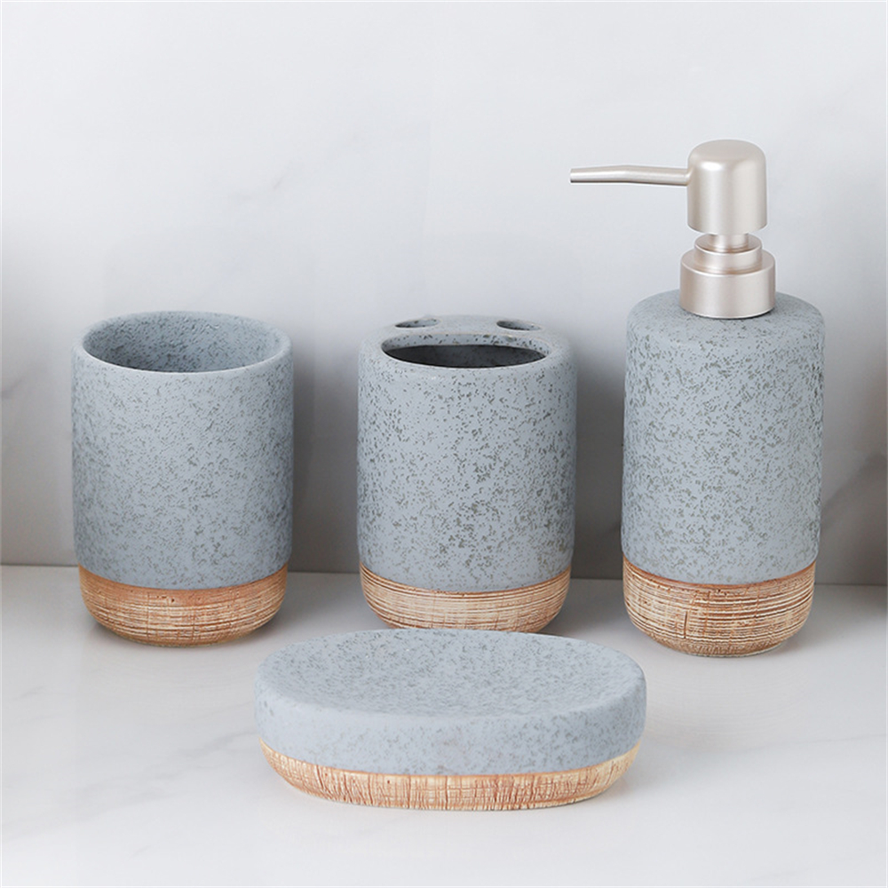 4PCS Brown Base Ceramic Bathro - Zara Home Bathroom Set review and price