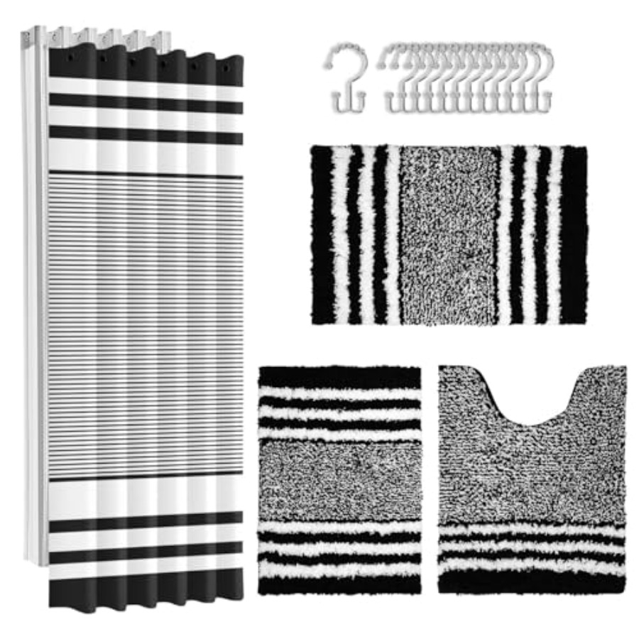 Black Stripes Bathroom Sets wi - Shower Curtain Liner review and price