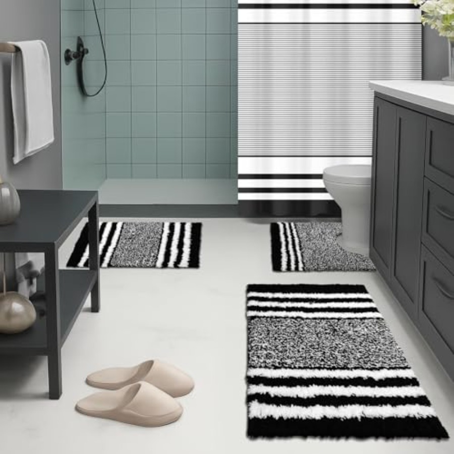 Black Stripes Bathroom Sets wi - Shower Curtain Liner review and price