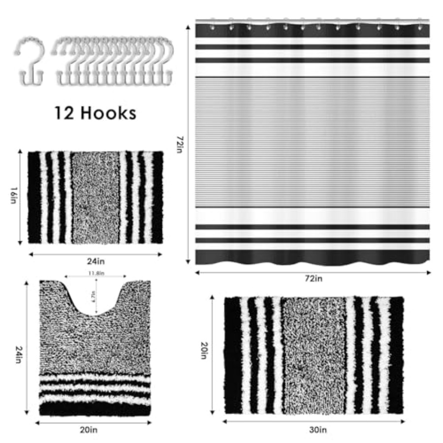 Black Stripes Bathroom Sets wi - Shower Curtain Liner review and price