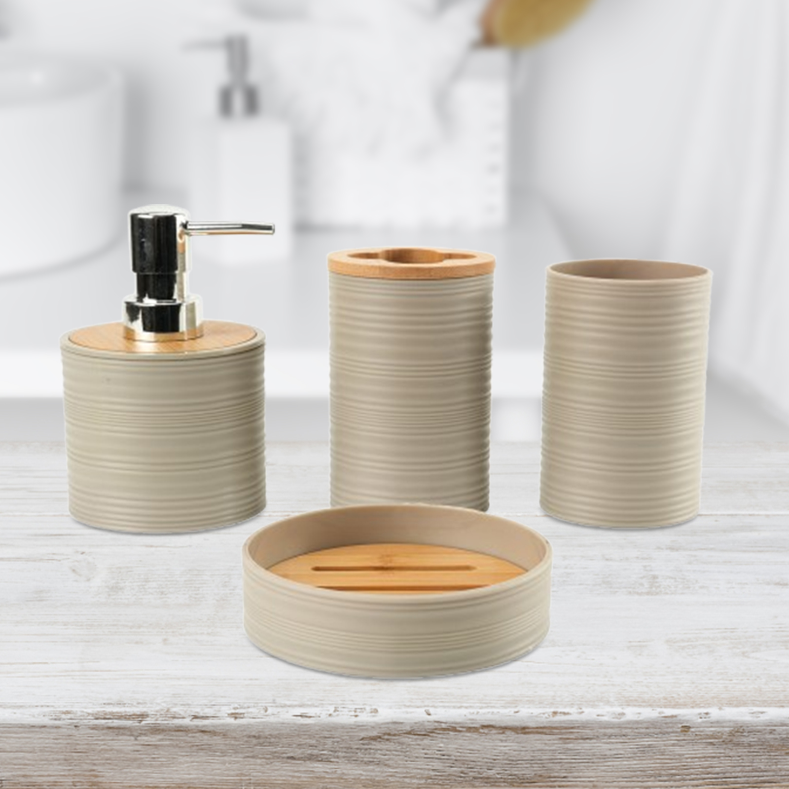 4pcs Bamboo Bathroom Supplies  - Zara Home Bathroom Set review and price