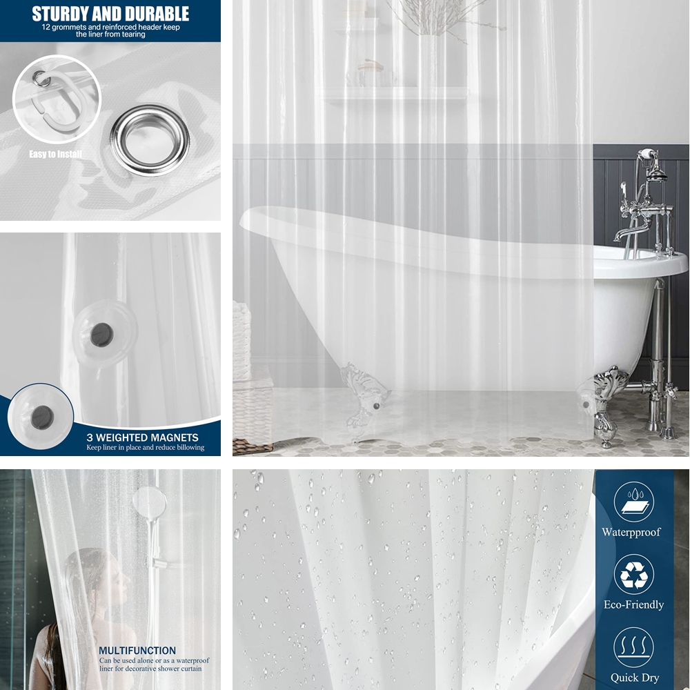 PEVA Shower Curtain Waterproof - Shower Curtain Liner review and price
