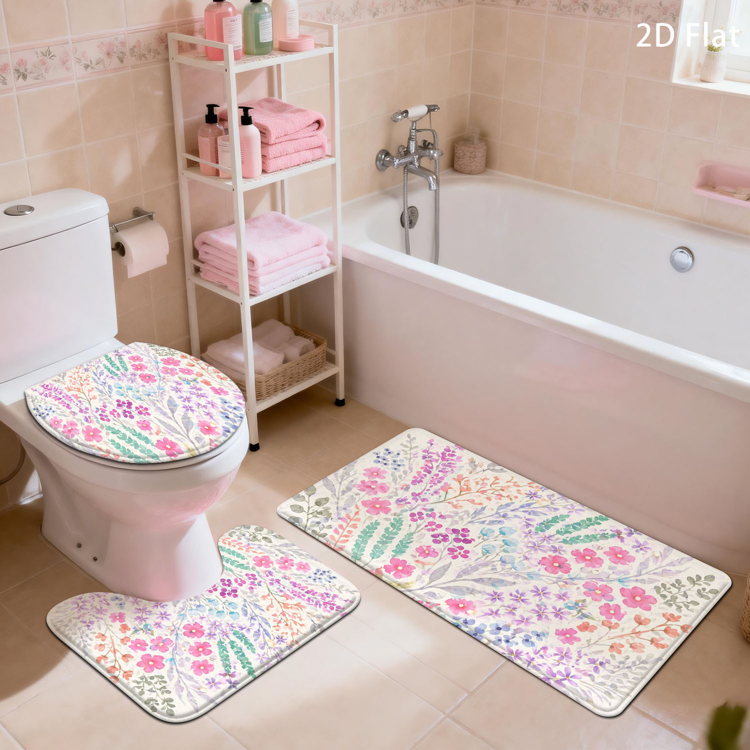 Adorable Floral Bath Mat Set f - Home Made Bathroom Vanity review and price