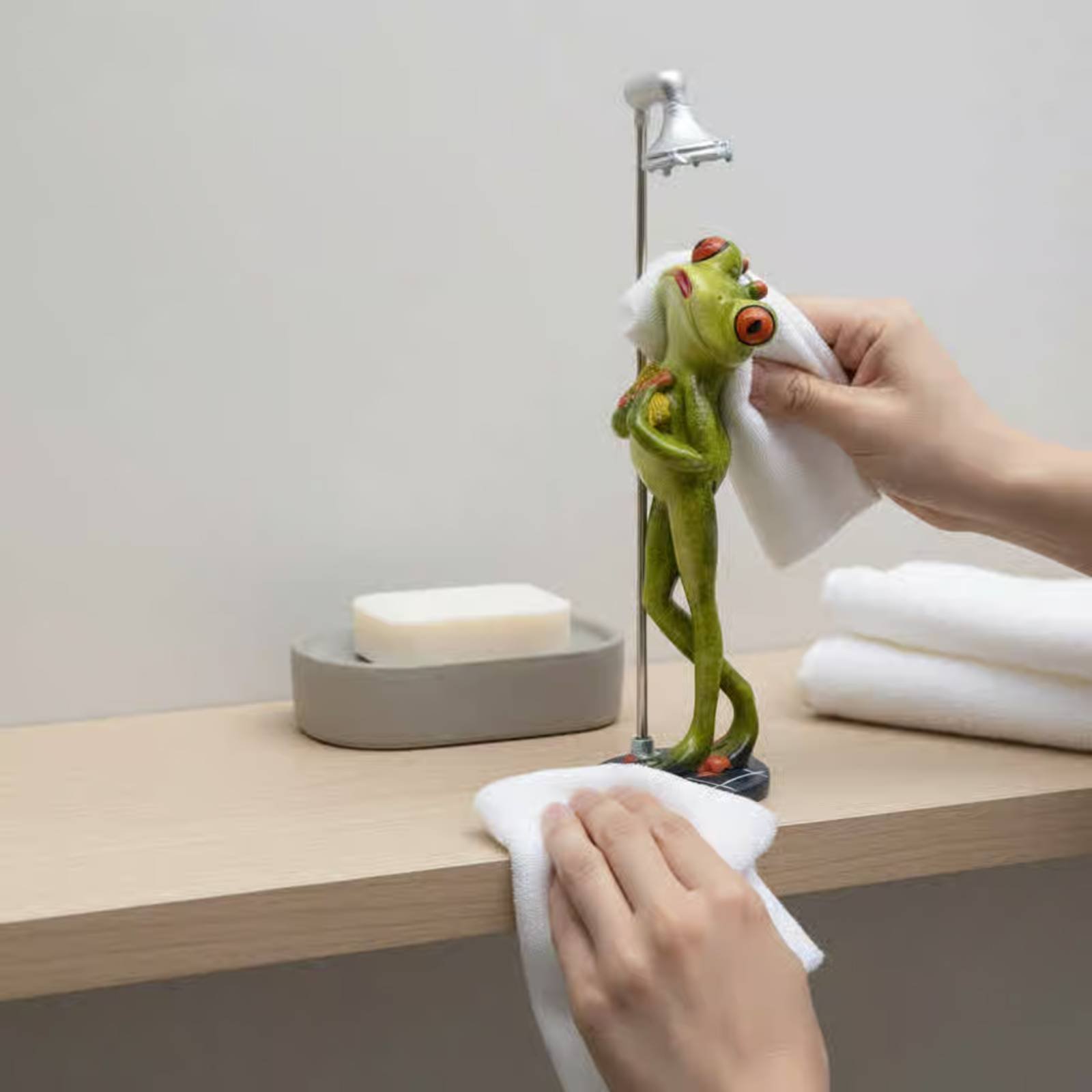 Showering Frog Figurine Great  - Home Bathroom Shower review and price