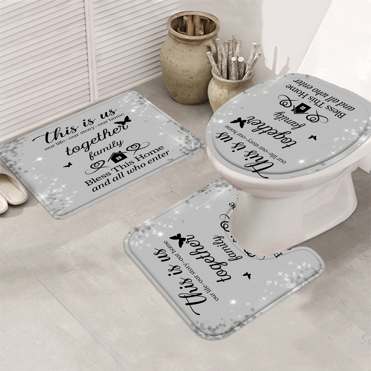 4Pcs This Is Us Family Shower  - Home Bathroom Quotes review and price