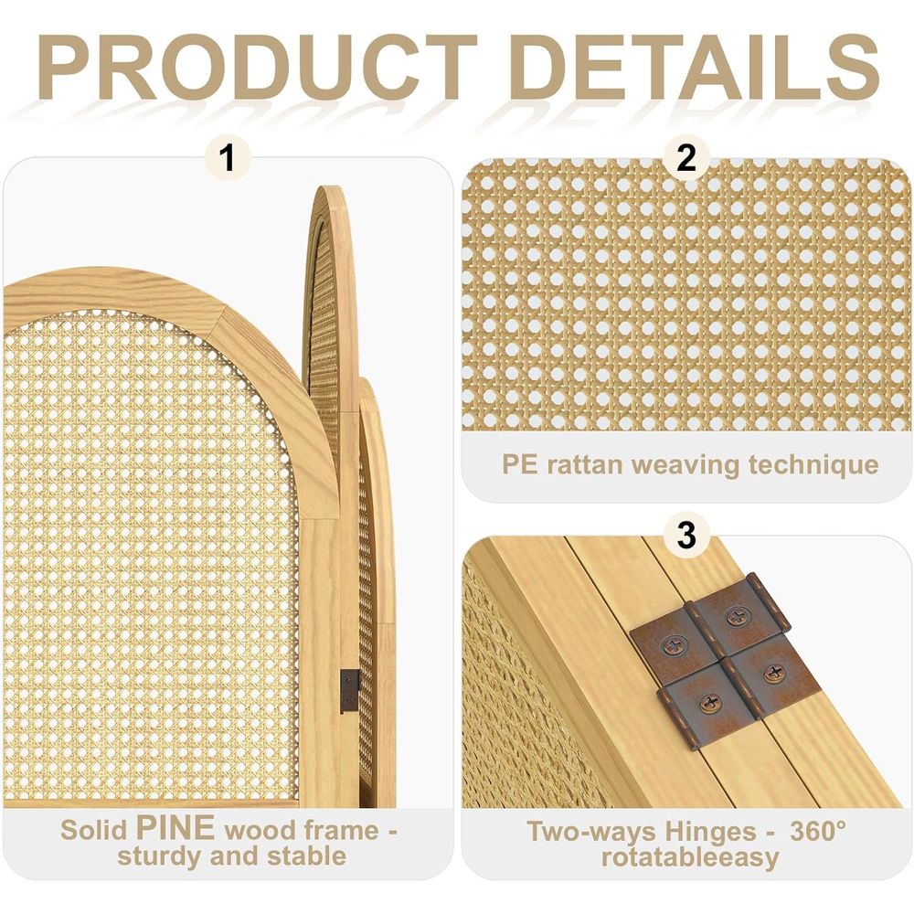 Natural Wave 3-Panel Rattan Ro - Home For Bathroom review and price