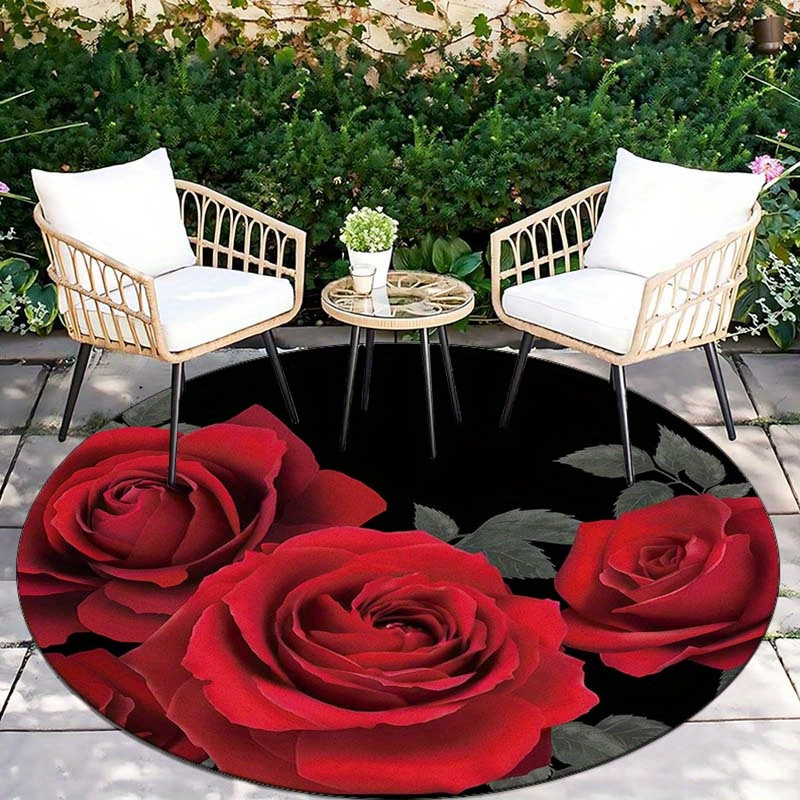 Red rose rug flannel round mat - Home Made Bathroom Vanity review and price