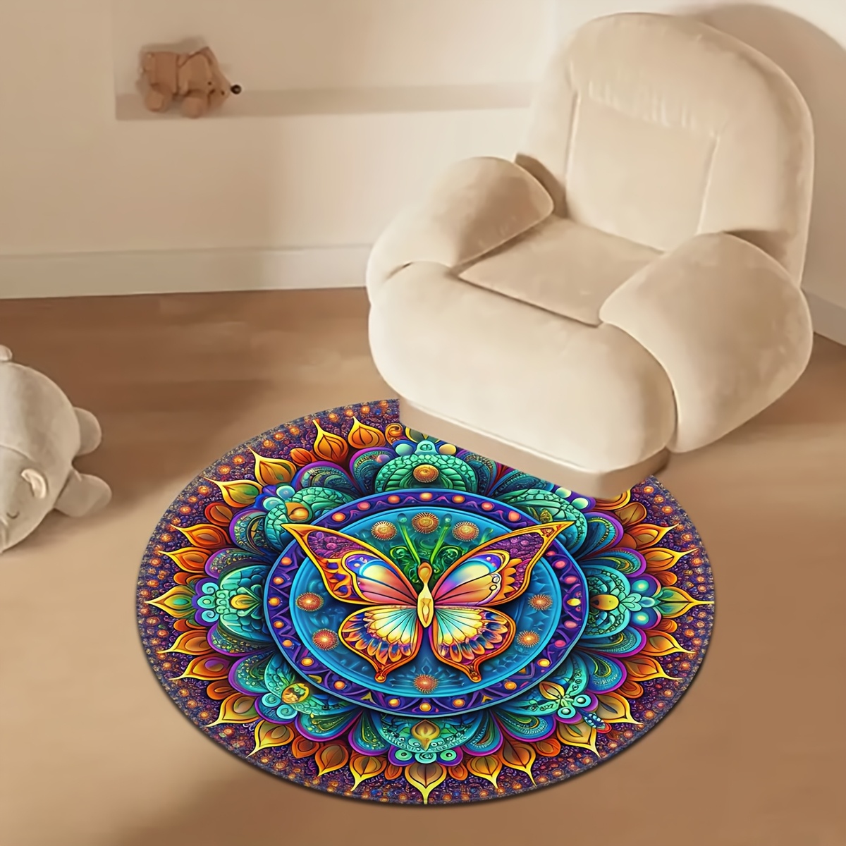 1PC 3D Blue Flower Round Minim - Home Made Bathroom Vanity review and price