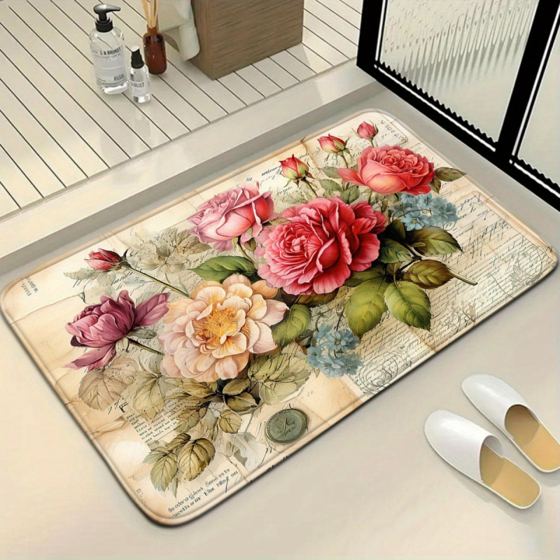 VIKAMA Vintage Floral Bath Mat - Zara Home Bathroom Rug review and price