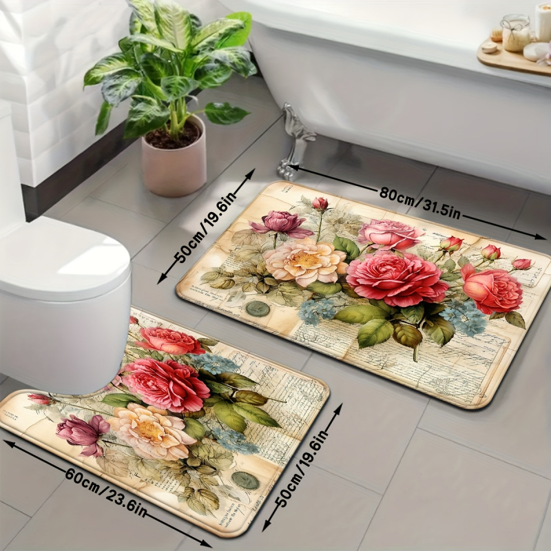 VIKAMA Vintage Floral Bath Mat - Zara Home Bathroom Rug review and price