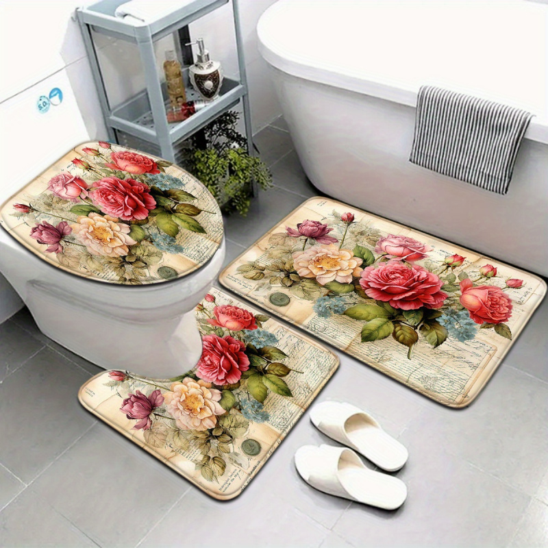 VIKAMA Vintage Floral Bath Mat - Zara Home Bathroom Rug review and price