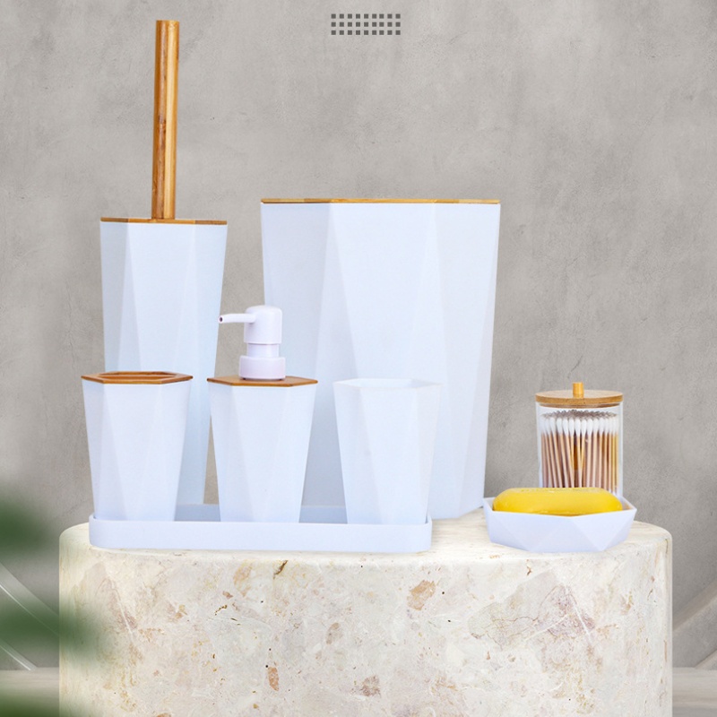 Hexagonal Plastic Bamboo Wood  - Zara Home Bathroom Set review and price