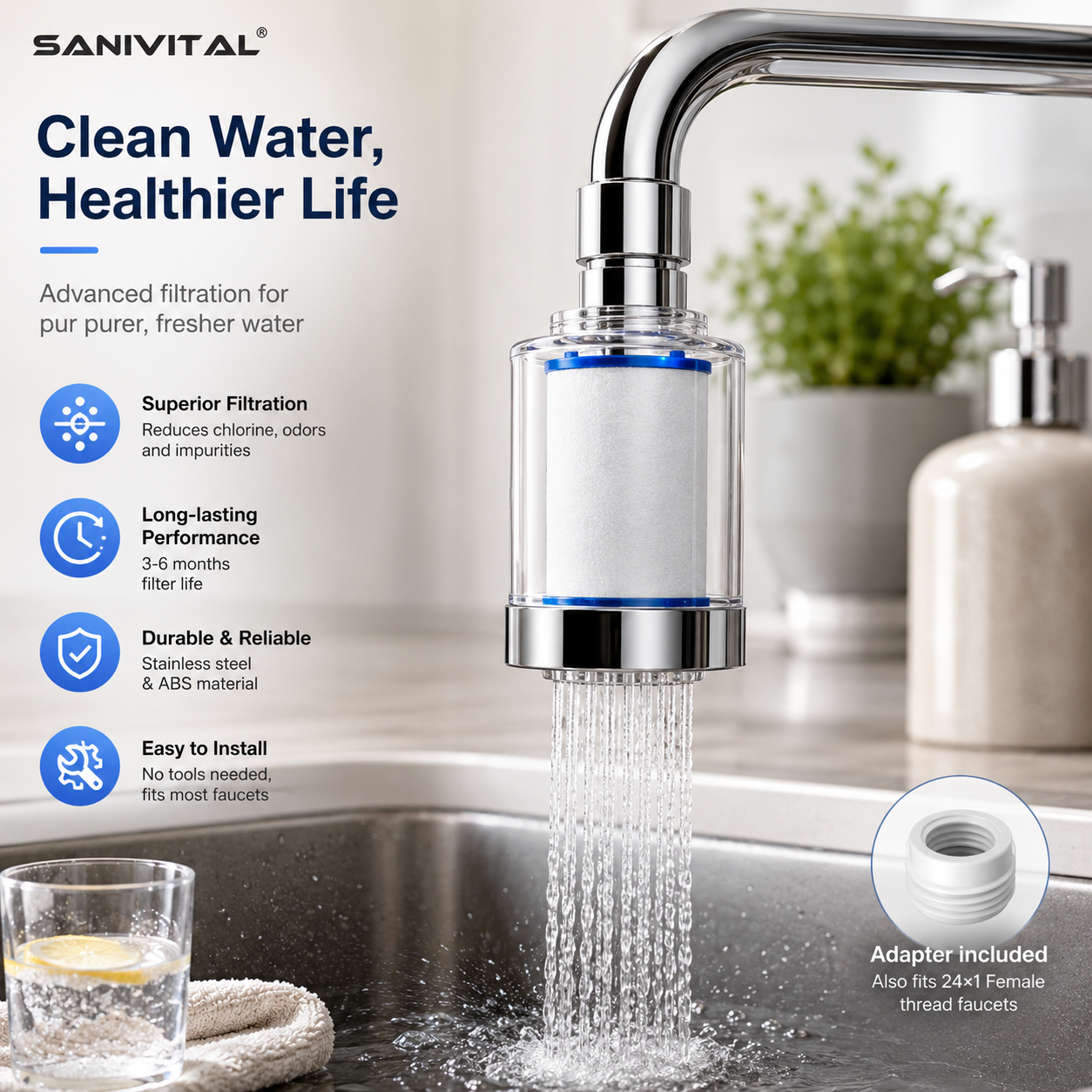SANIVITAL Faucet Water Filter  - Home Bathroom Water Filter review and price